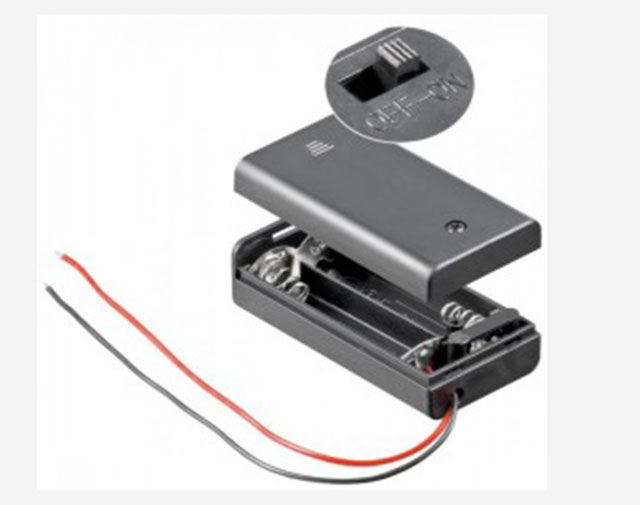 Battery Holder 2x penlight (AA) with 15cm cable - + Schak