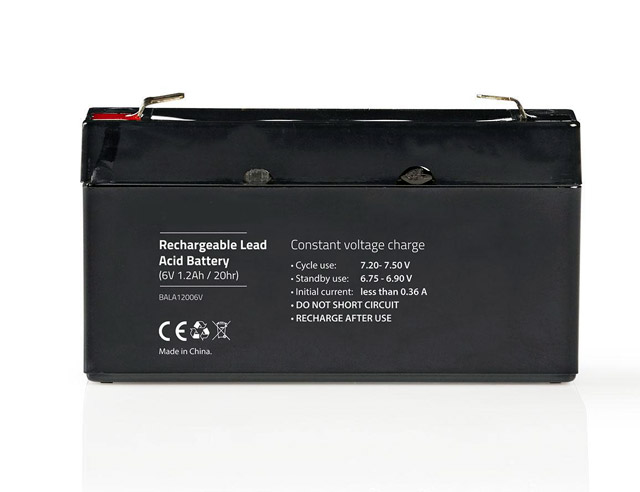 Loodaccu 6Volt, capaciteit 1.2Ah, afm.(LxWxH):  97x24x52mm