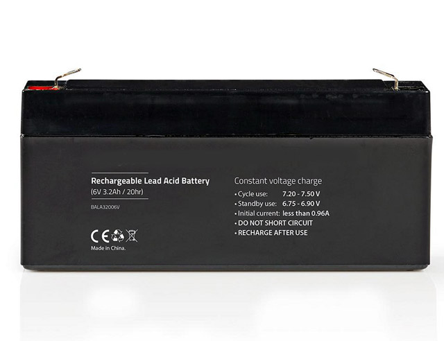 Loodaccu 6Volt, capaciteit 3.2Ah, afm.(LxWxH):  134x35x61mm