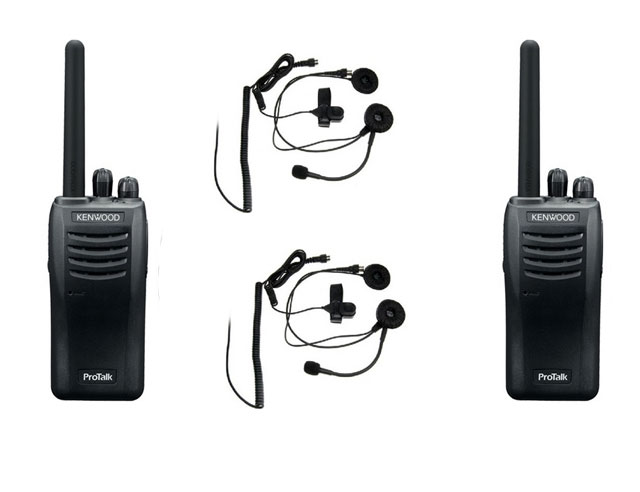 Set consists of a 2 x Motor Helmset and 2x Kenwood TK3301 radio