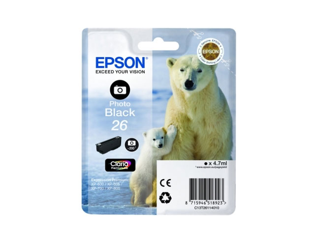Epson 26 (T2611) ink cartridge photo black (original)