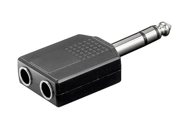 Male 6,3mm stereo jack - 2x female 6,3mm stereo jack