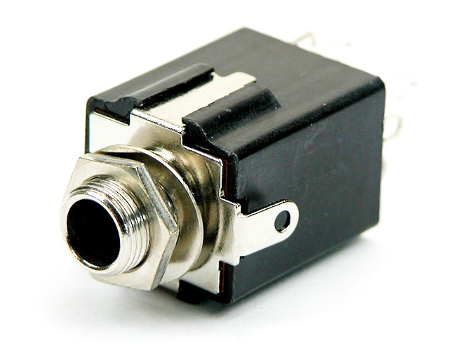 6.3 mm stereo jack socket + 2 schak.haaks