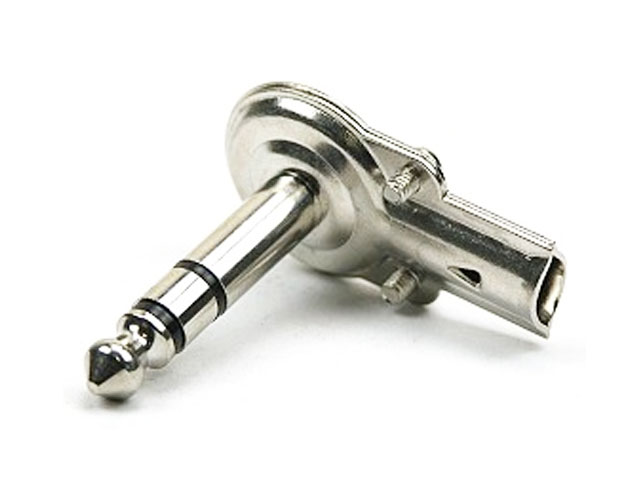 6.3 mm stereo jack plug metal right angle - RoHS