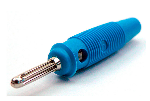 Banaansteker ø4mm met dwarsgat soldeer - blauw - Hirschmann