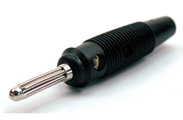 Banaansteker ø4mm met dwarsgat, soldeer zwart Hirschmann