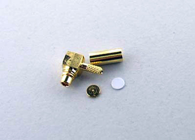 RP MMCX Right Angle Crimp Male RG178 Gold