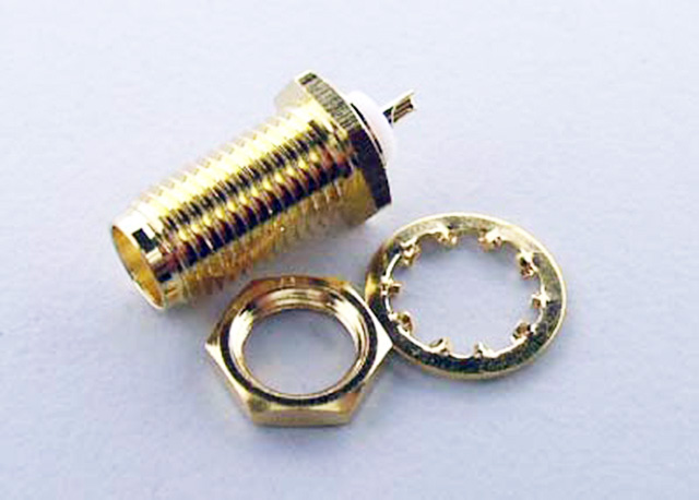 SMA Female Bulkhead Front Mount Gold