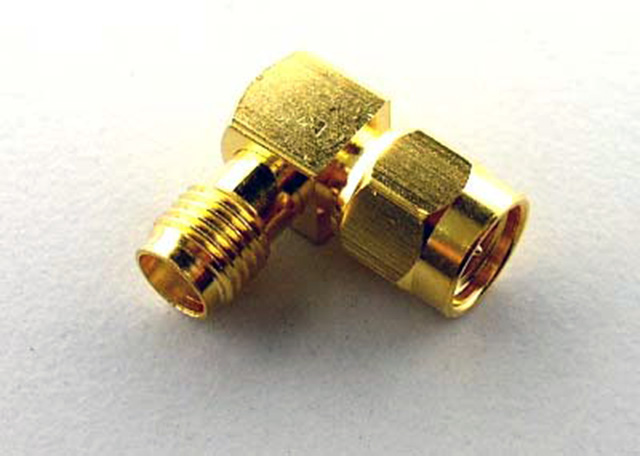 SMA Right Angle Male to Female Gold