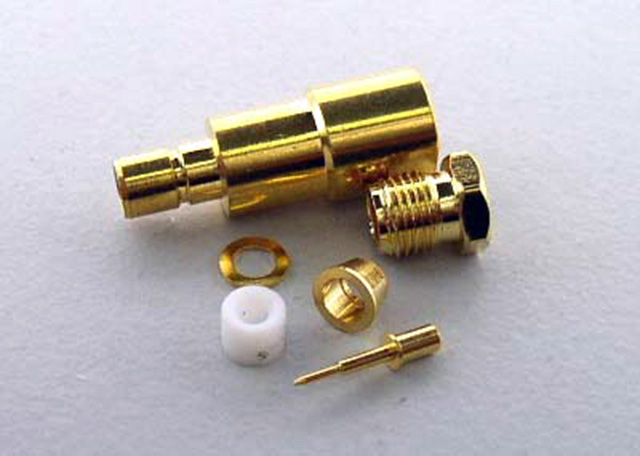 SMB Male Clamp type RG174U Gold