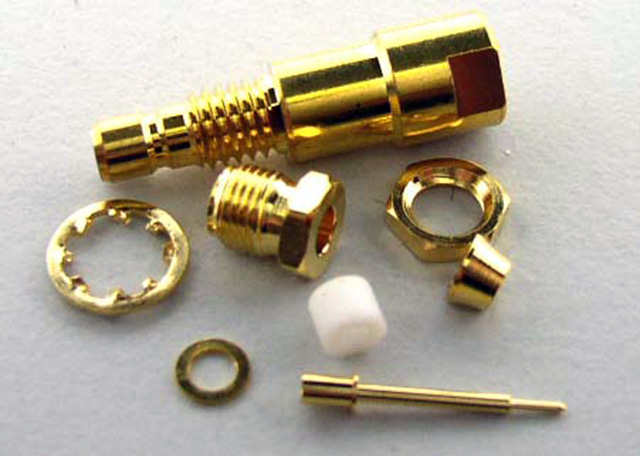 SMB Male Bulkhead Clamp type RG174U Gold