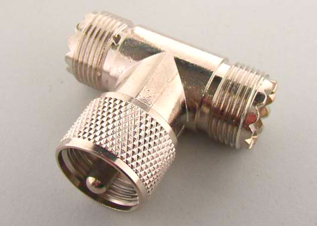 UHF T type Male to Double Female