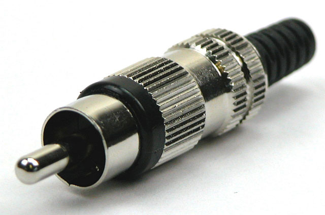 RCA connector metal with cable protector - black