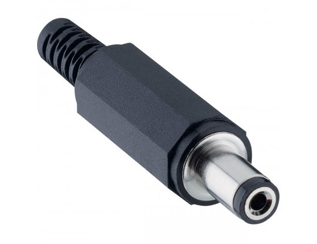 Voedingssteker ø5,5 / 2,1mm kort 8-kantige behuizing met tule