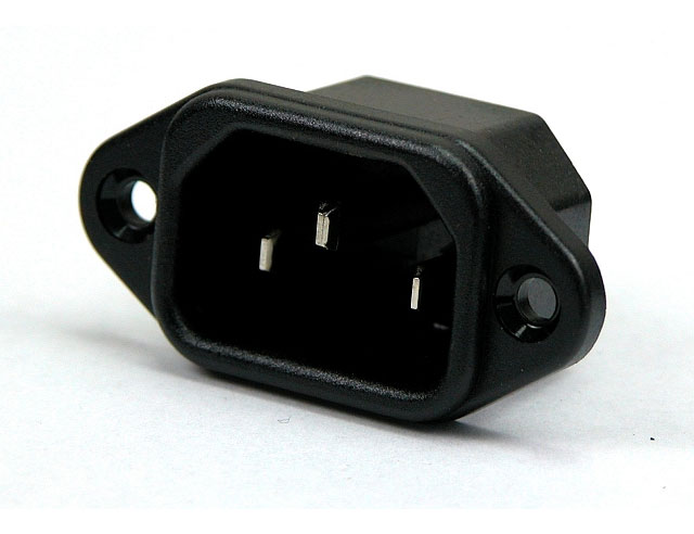 Chassis mount for powerplug 3-pins - 4,8mm La = 36mm