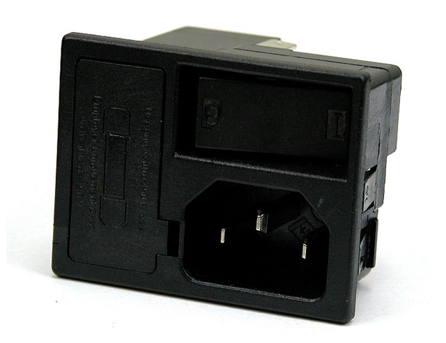 Panelmount power plug + switch + fuseholder