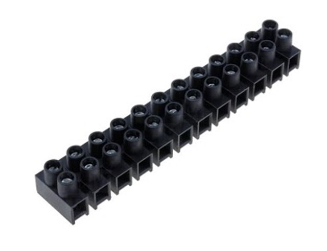 Plastic terminal block strip 2.5 mm Black p/strip