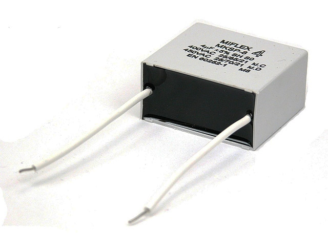Aanloop condensator 1uF 400Vac 31,5x24,5x15mm e=27,5mm