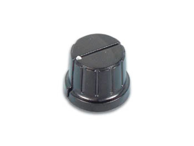 Knop zwart Ø 20.8mm met witte punt, as maat Ø 6mm