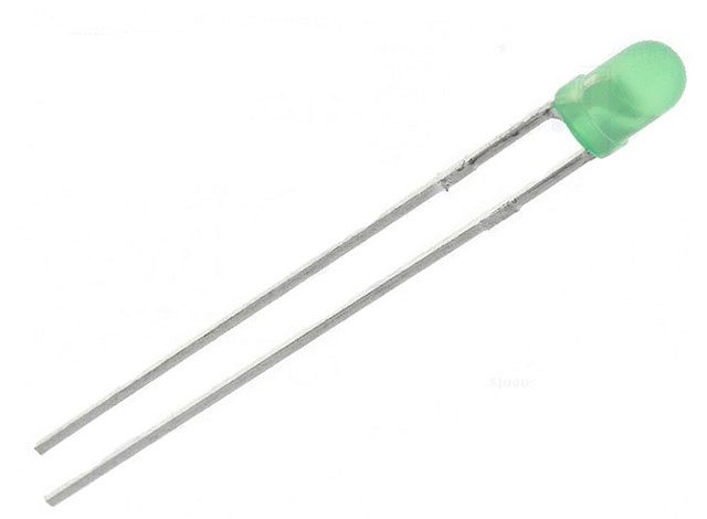 ø3mm Low Current (2mA) green diffuse 565nm 1.8mcd 60°