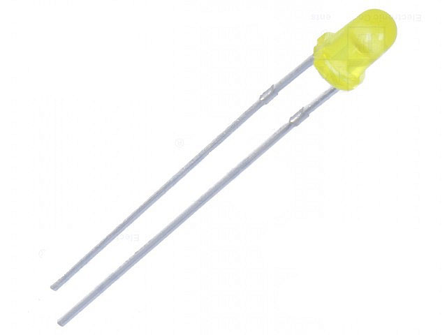 ø3mm Low Current (2mA) geel diffuus 590nm 1,8mcd 60°