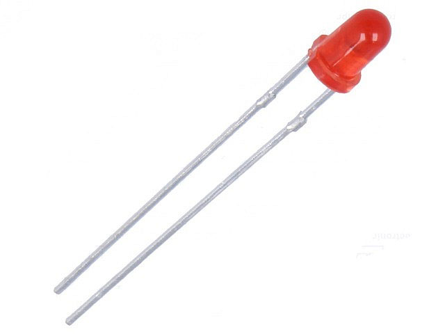 ø3mm rood diffuus 660nm 340mcd