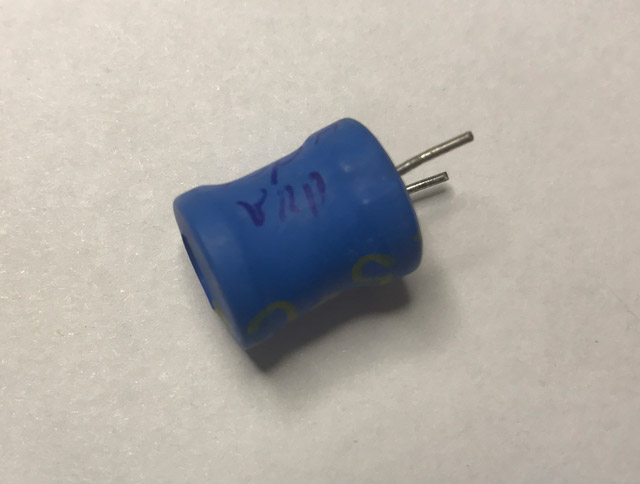 Choke coil radial 470uH barrel blue