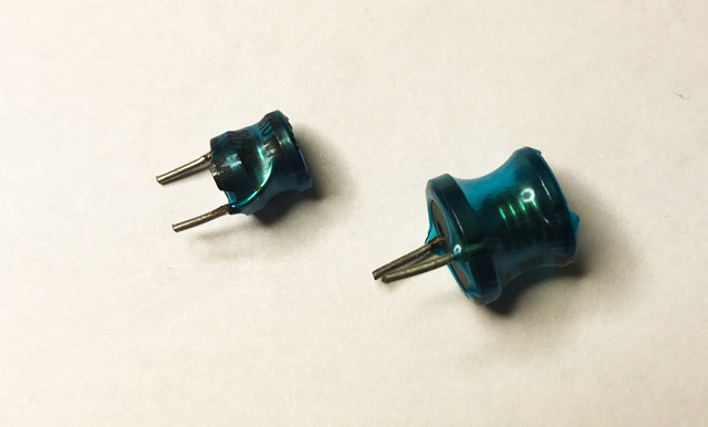 Choke coil radial 1uH barrel of cyan