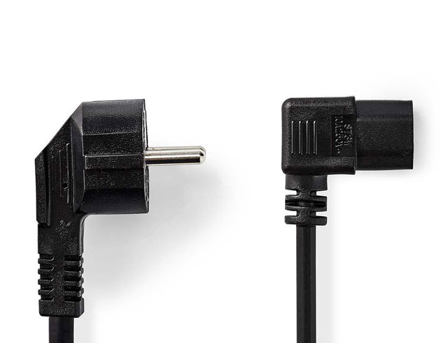 IEC Apparaat 220V Haakse stekker RA snoer en haakse contra 2mtr