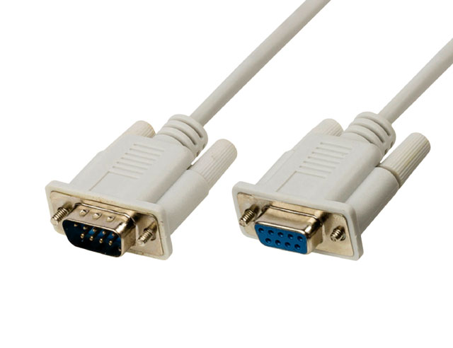 Null modem 9polig Male/Female molded 1.8m grijs