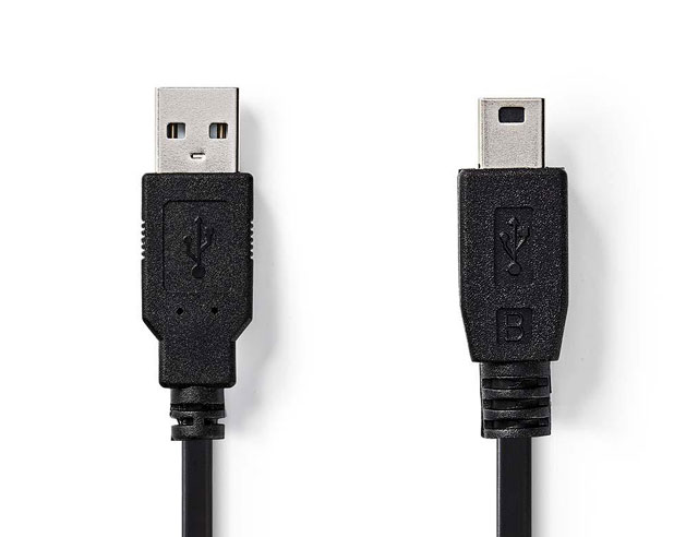 USB A naar B mini 5 pol o.a. voor aansluiten van digitale camera