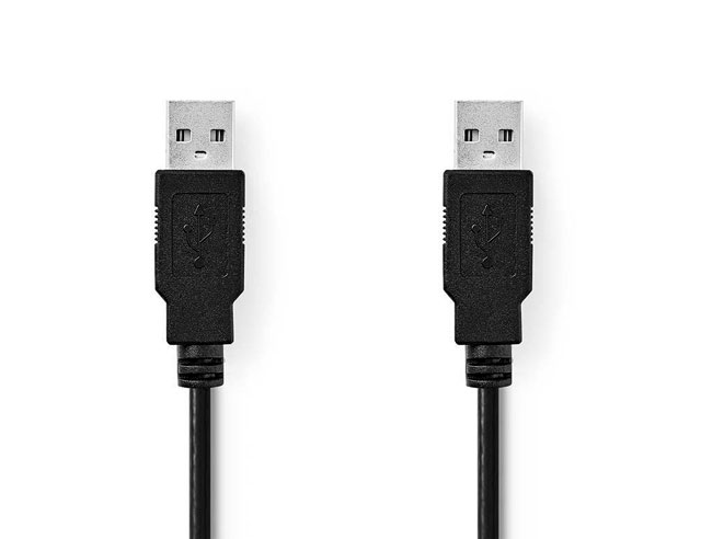 USB 2.0 kabel type A>A Male/Male 1mtr zwart