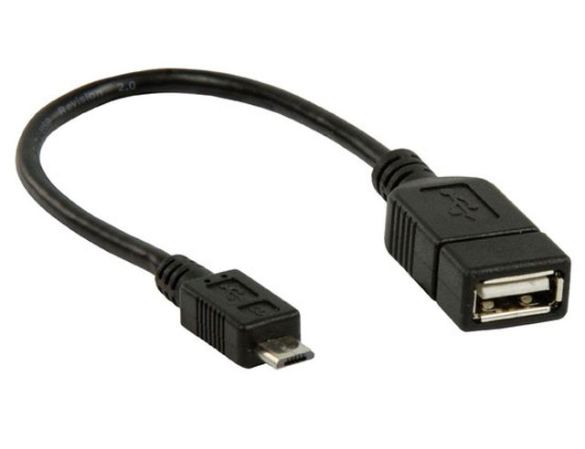 On The Go USB 2.0 Cable Micro-B Male - USB A Female 0.20m Black