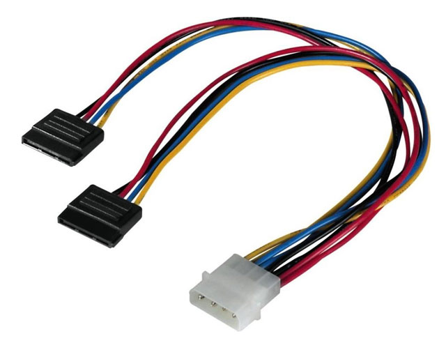 Power cable 5.25 "Male - 2 x 15-pin S-ATA - 0,13m