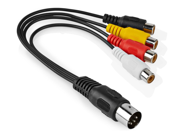 Cable 5P-DIN Male => 4x RCA Female 0.2m Blister