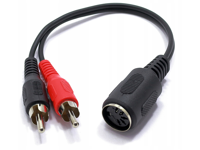 Cable 5P DIN Female (pin 1&4)  => 2 x RCA Male 0.2m Blister