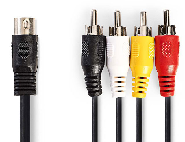 Cable 5P-DIN Male => 4x RCA Male 1.2m Blister