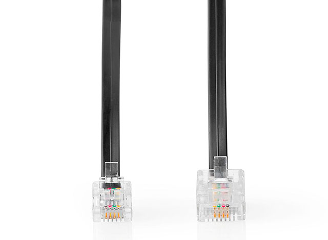 Modulair snoer RJ11(6P4C) Male - RJ45(8P4C) Male 5mtr Zwart