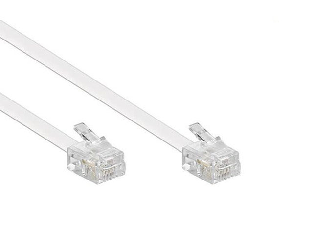 Telefoon snoer plat 2x RJ11 Male 10mtr wit