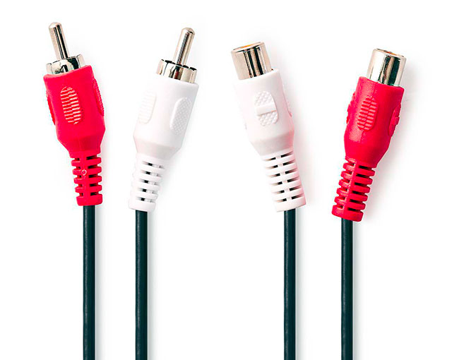 Kabel 2 x Tulp Male - 2 x Tulp Female 5m