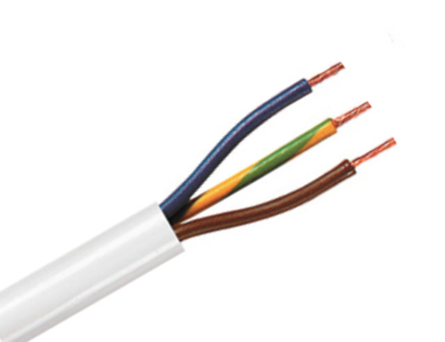 3 Adrige 220V kabel 3 x 1mm²  Wit Rond p/mtr