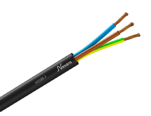 3 Core 220V cable 3 x 2.5mm² Black Round Rubber H05 RR-F p/mtr