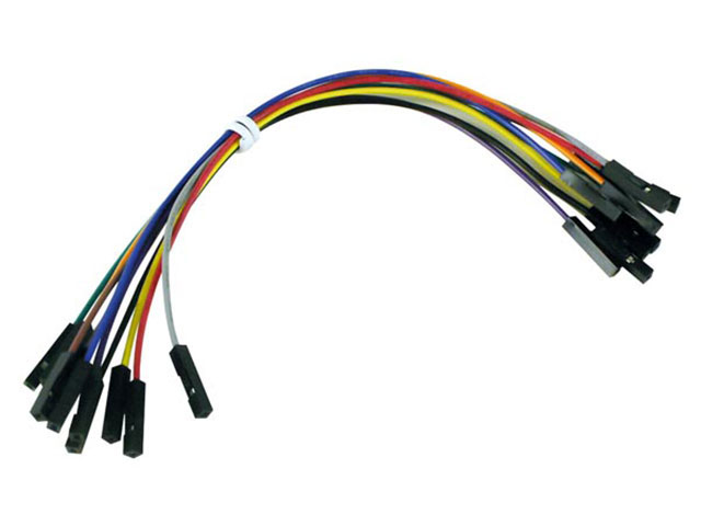 Set of 10 jumper cables 1x Female en 1x Female 30cm
