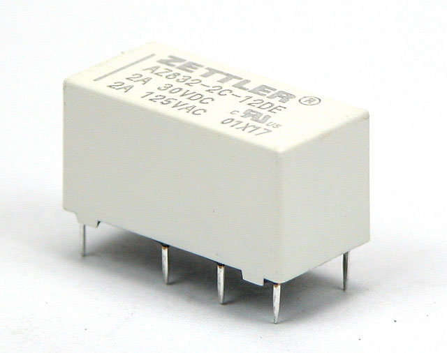 Dual-in-Line printrelay 2xwissel 1,25A-5Vdc 200mW