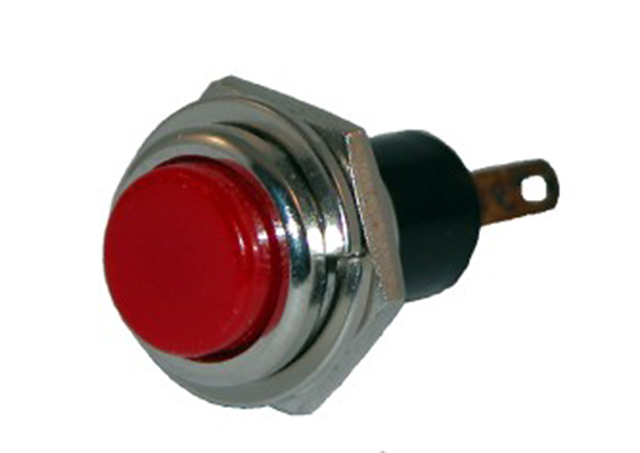 Drukschakelaar miniatuur maak ø11mm 0.5A 125Vac soldeer rood