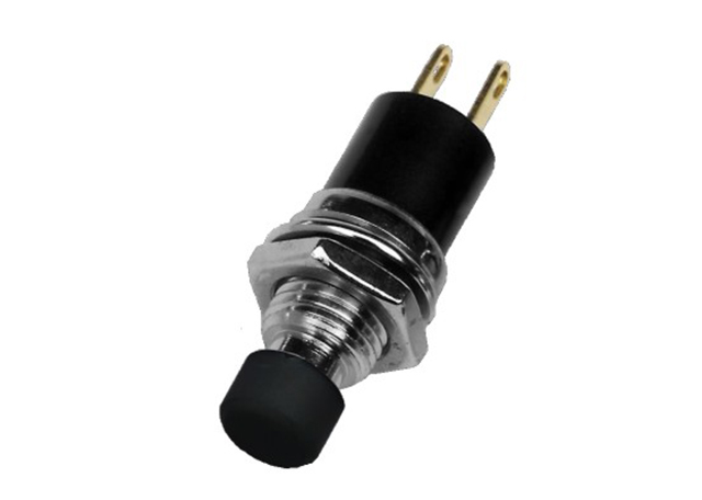 Drukschakelaar miniatuur maak gat ø7mm  soldeer zwart 125V 1A