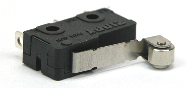 Microswitch 6A/250Vac met korte rolhevel