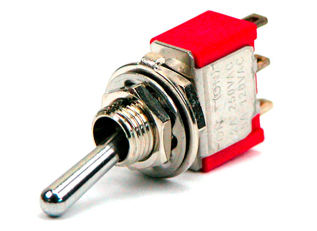 Toggleswitch miniatur ø6,35mm 1-pole momentary-off-momentary