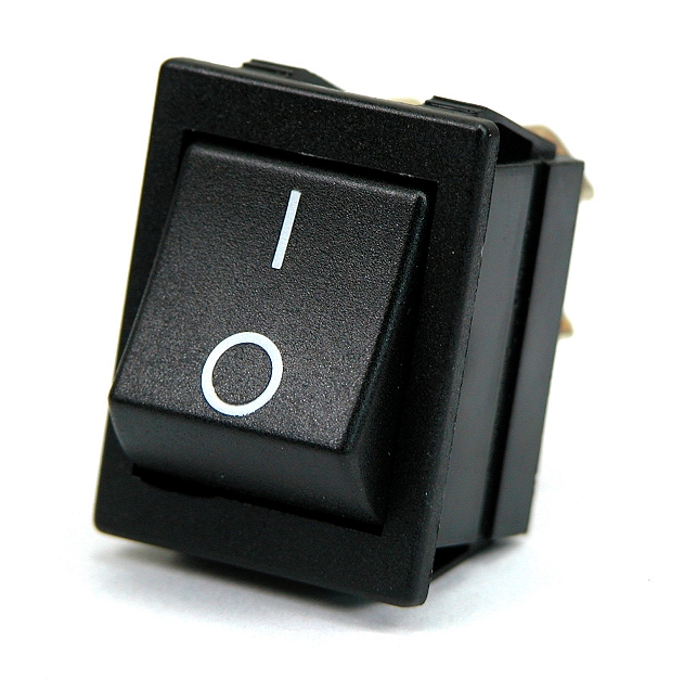 Recessed rocker black on/off 16A/250V 30 X 22