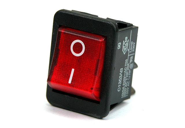 Fitting  rocker Black with Red Fluorescent light 220V 30X22